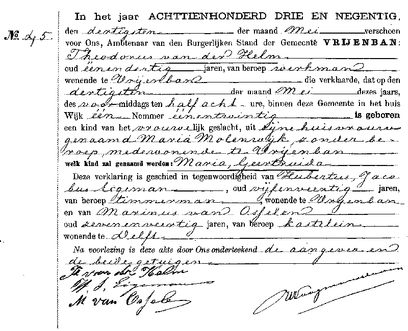 18930530 geb akte 45 Maria G dv T vd Helm - M Molenwijk